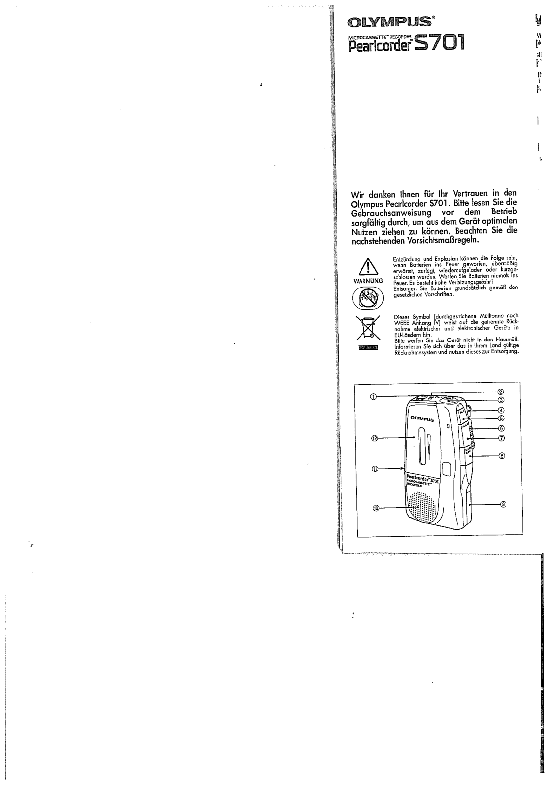 Olympus Pearlcorder S701 User guide