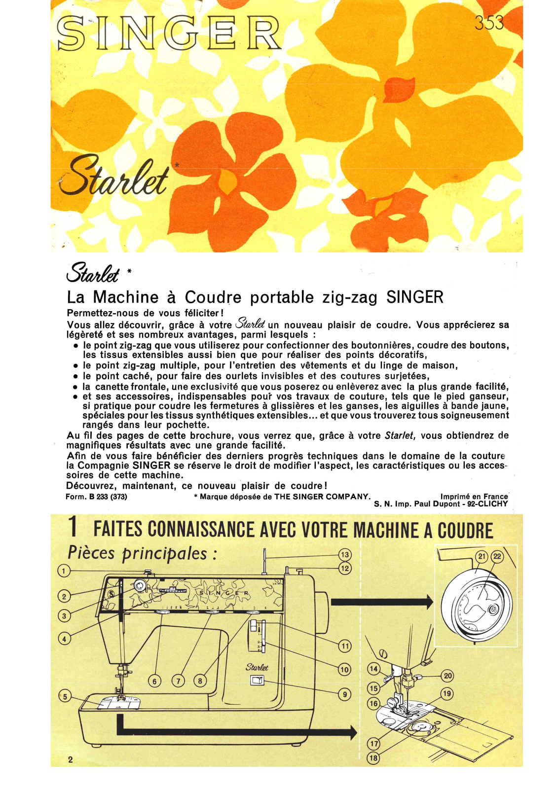 Singer STARLET 353 User Manual