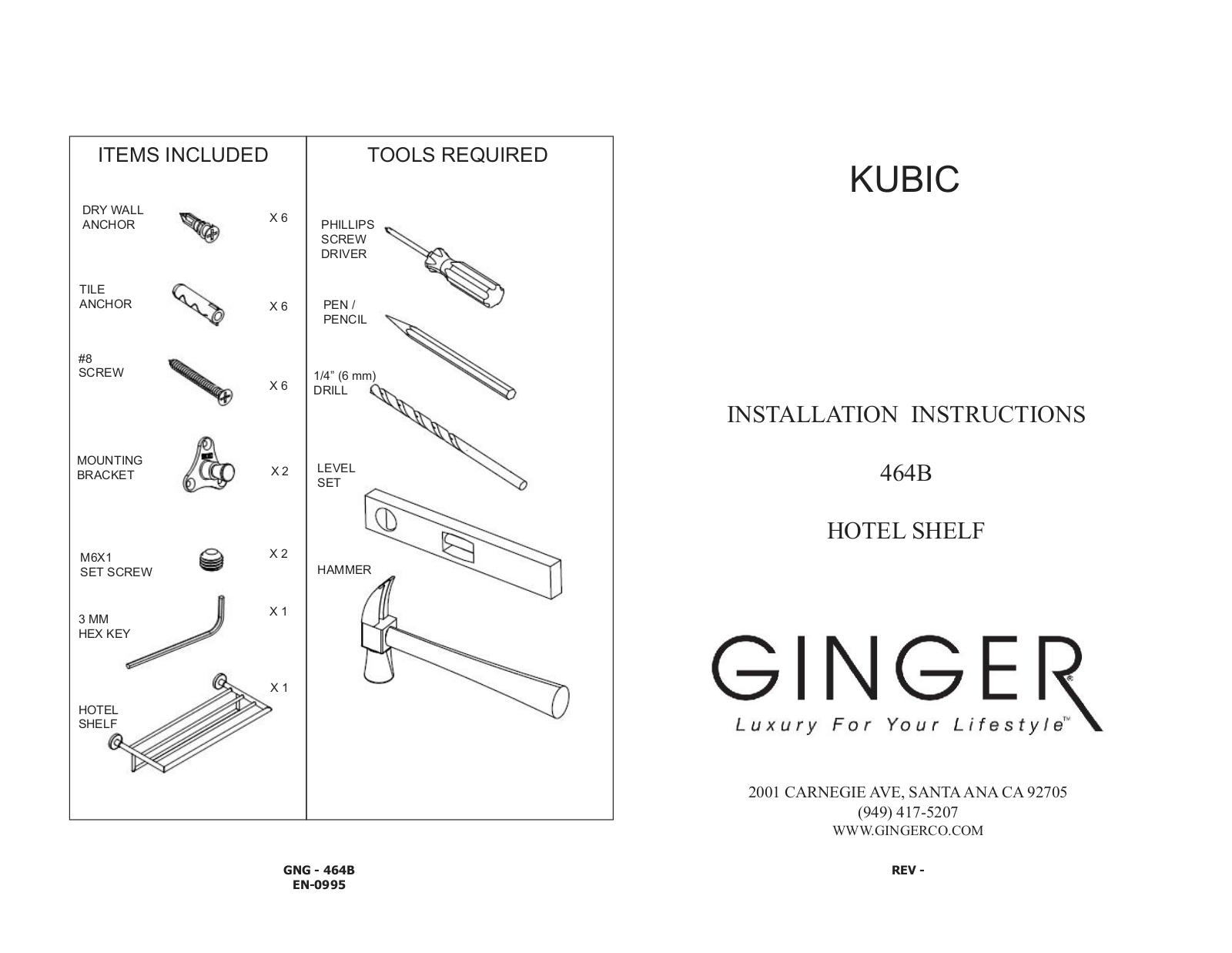 Ginger 464B Installation Manual - ManualMachine.com