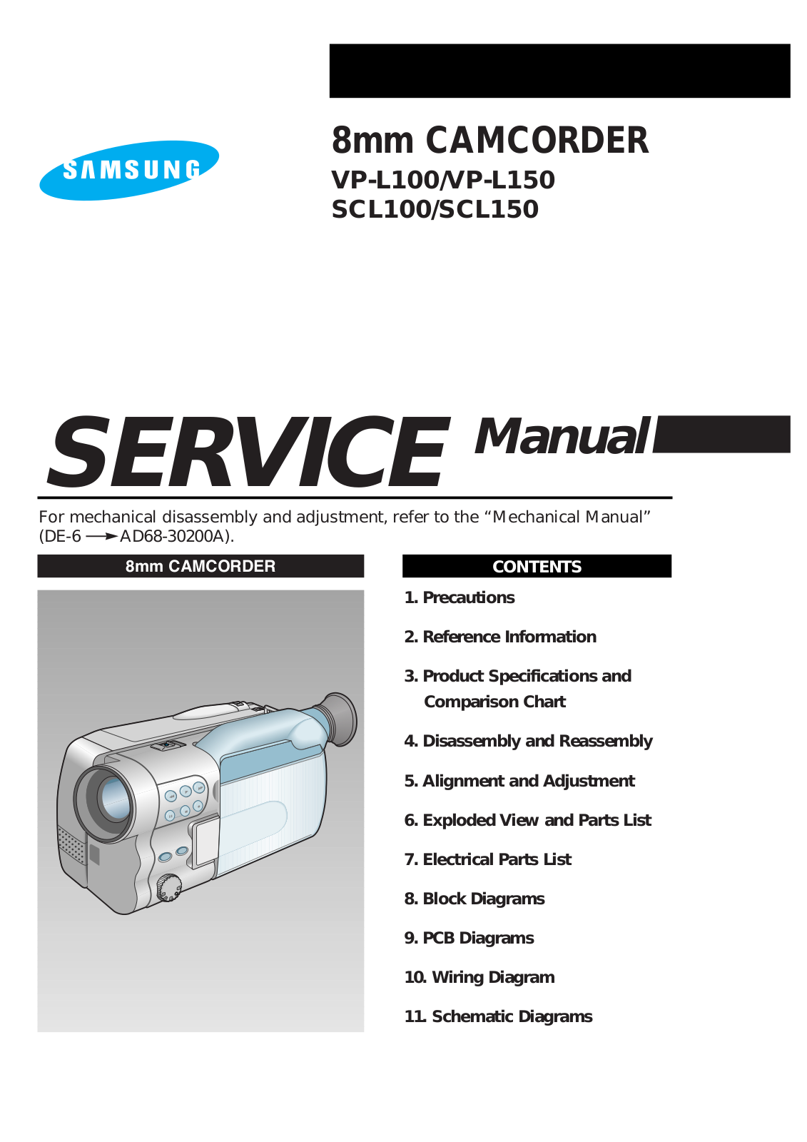 Samsung VP-L10, VP-L150, SCL100, SCL150 Service Manual