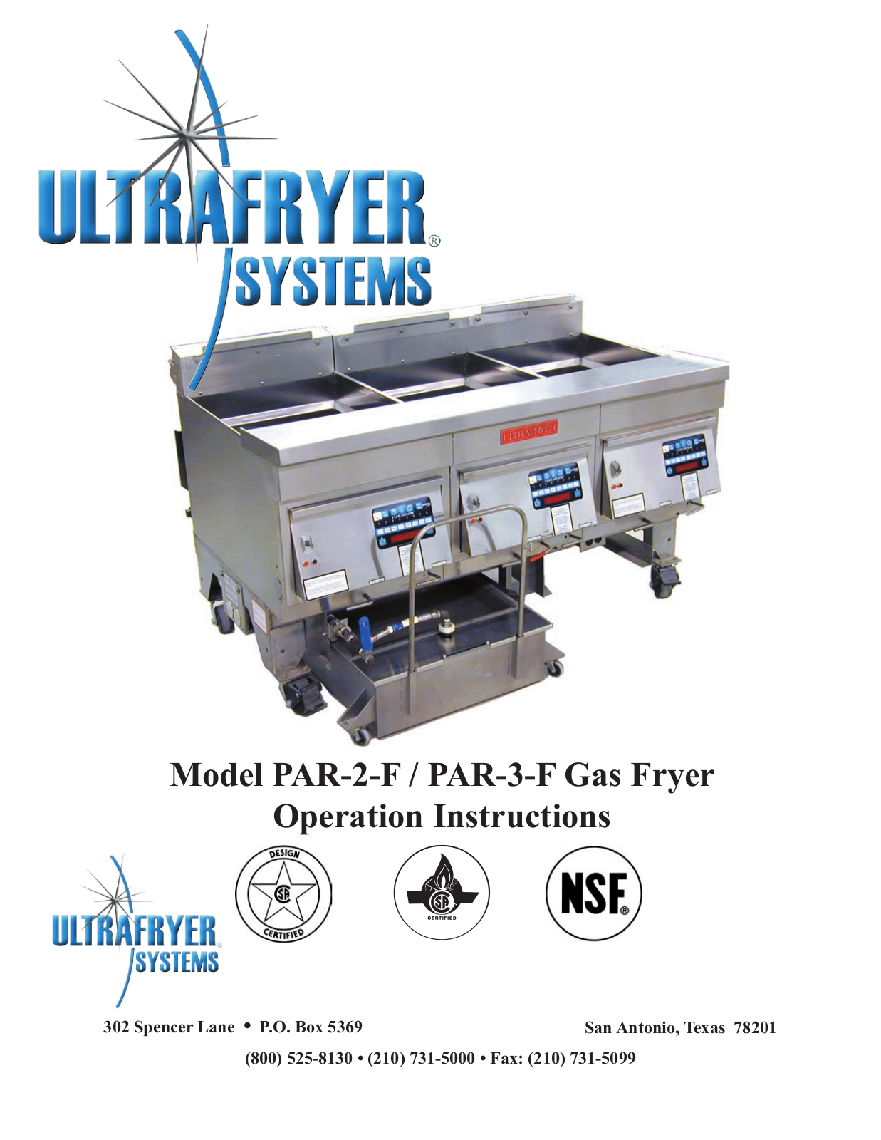 Ultrafryer PAR-3-F Service Manual