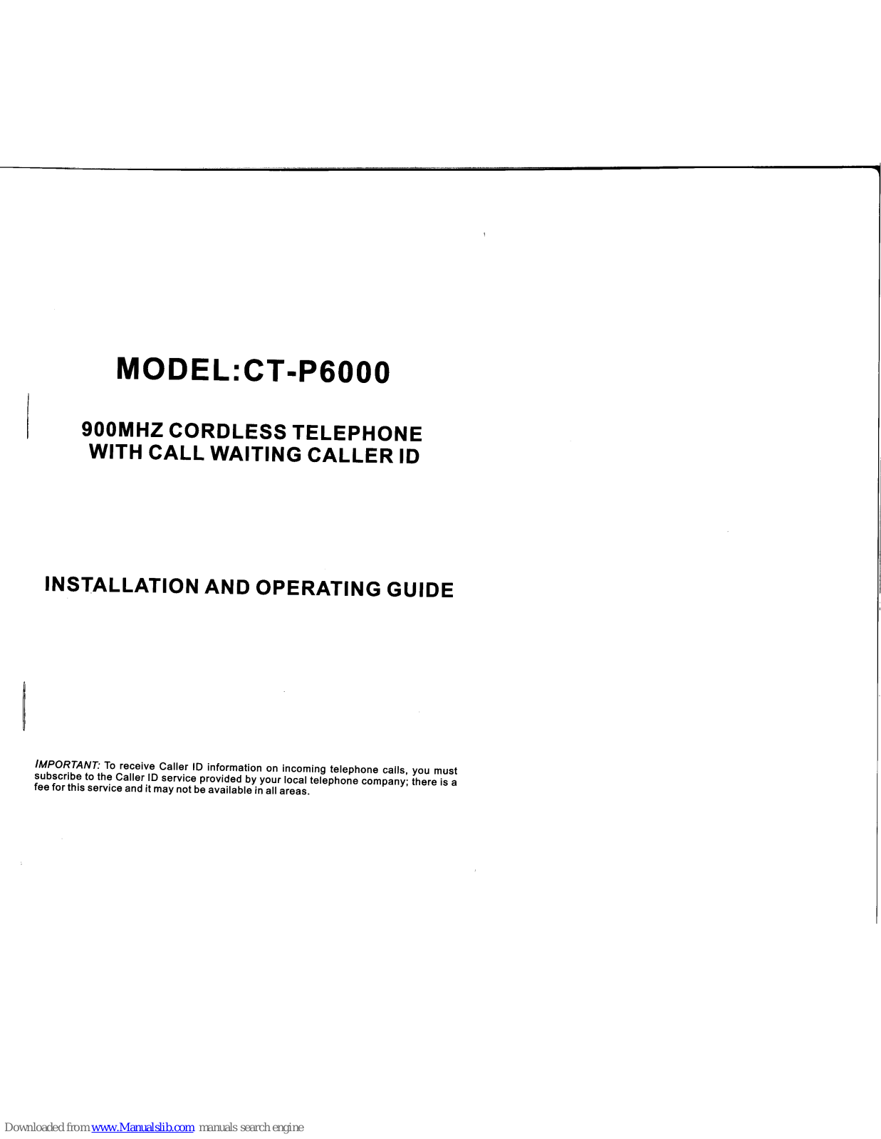 COBY electronics CT-P6000 User Manual