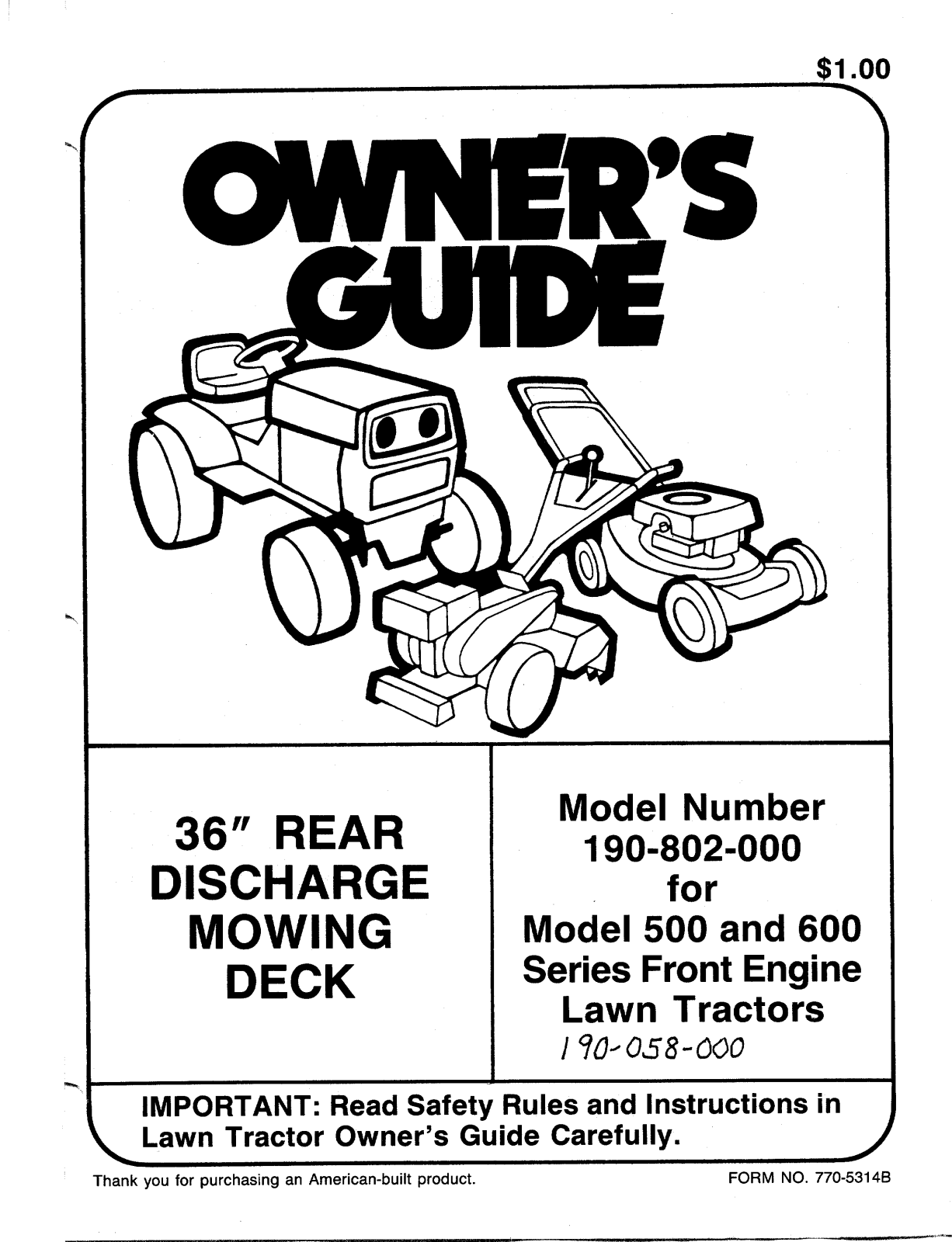 MTD 190-802-000 User Manual