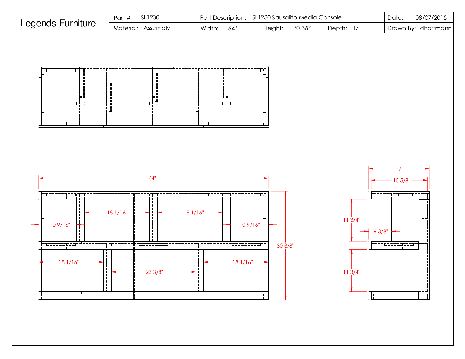 Legends Furniture SL1230 Specification Sheet