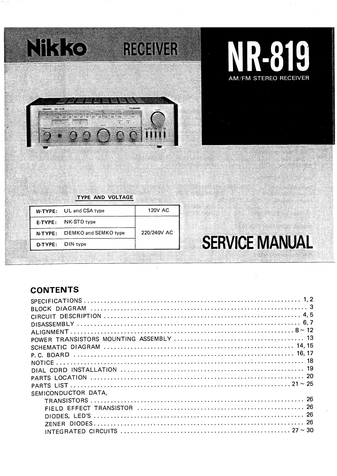 Nikko NR-819 Service Manual