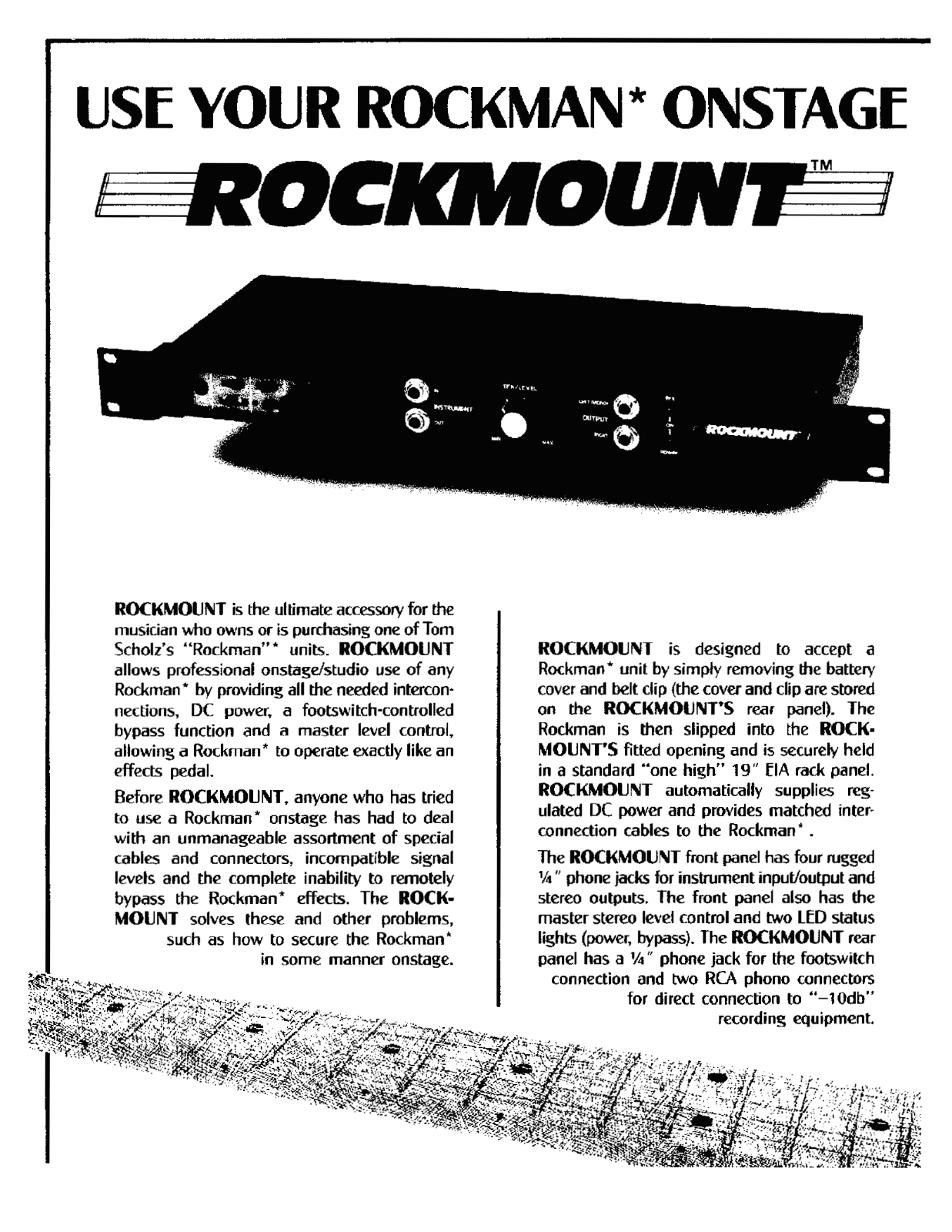 Scholz Research & Development Rockman Rockmount Operating Manual