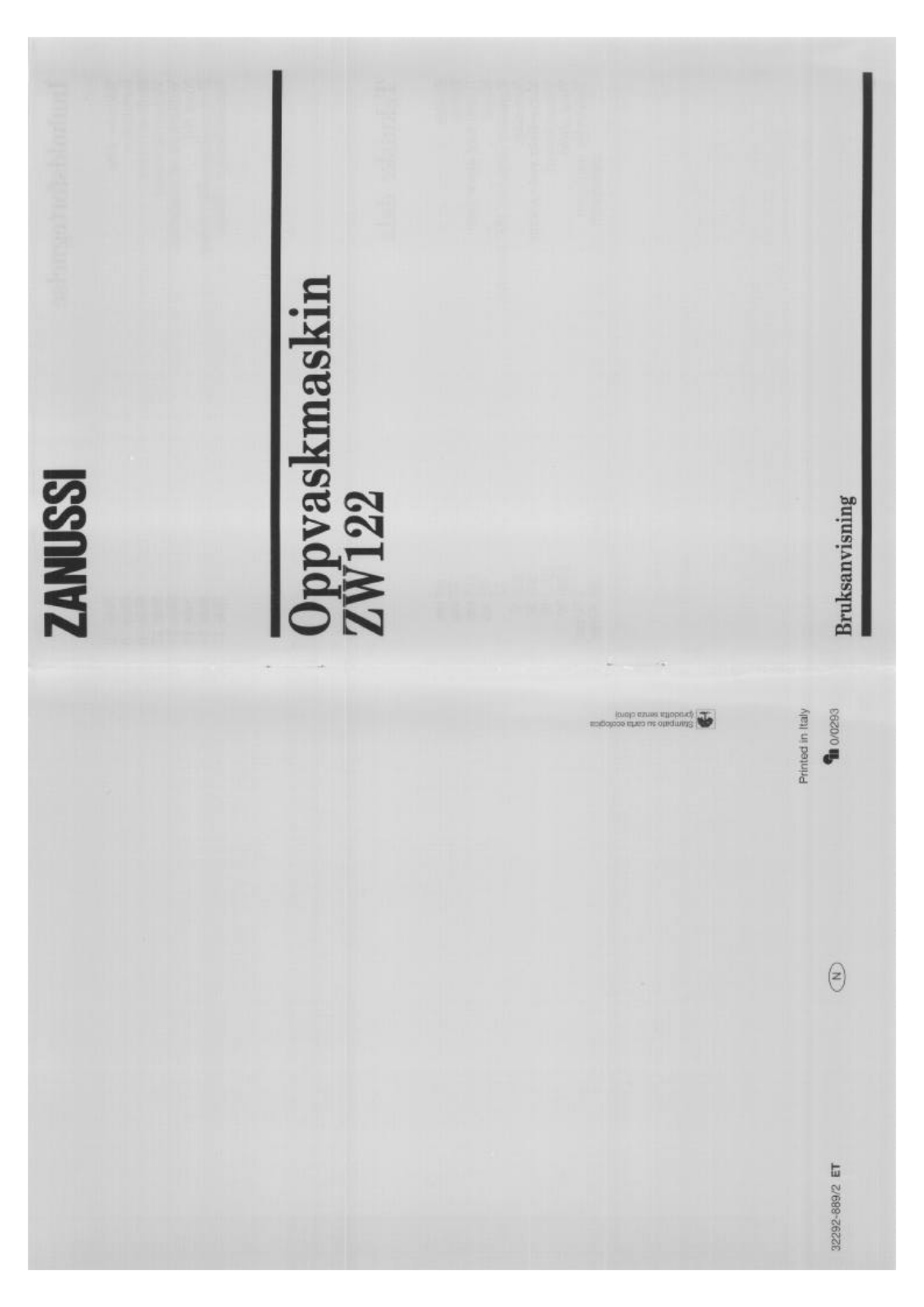 Zanussi ZW122 User Manual