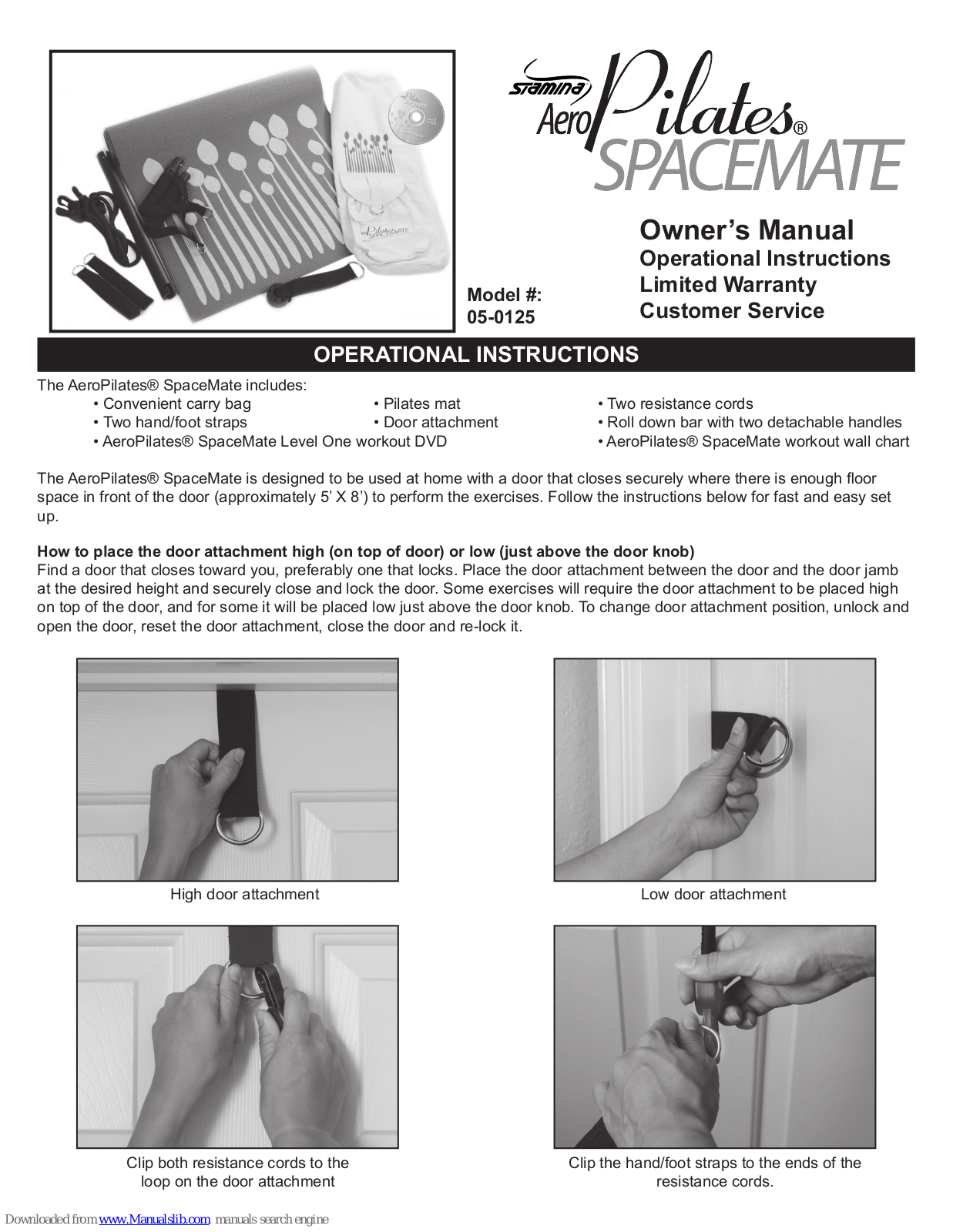 Stamina AeroPilates SpaceMate, 05-0125 Owner's Manual