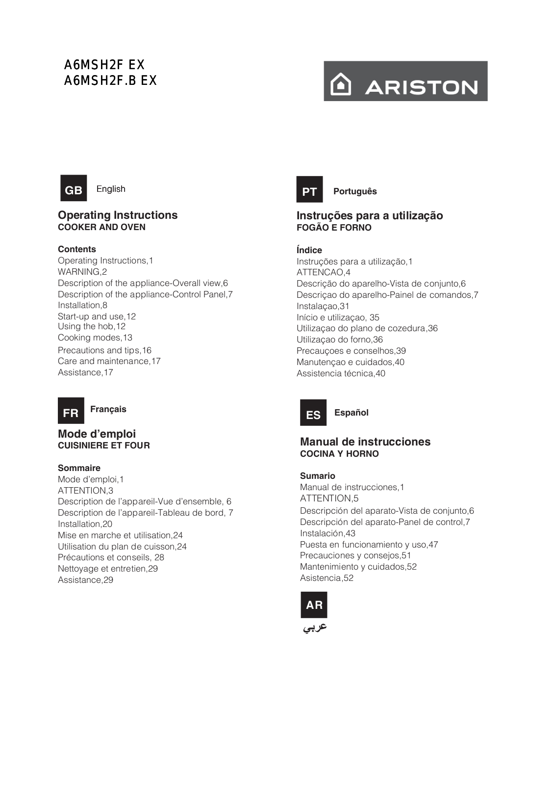 Hotpoint Ariston A6MSH2F EX User Manual