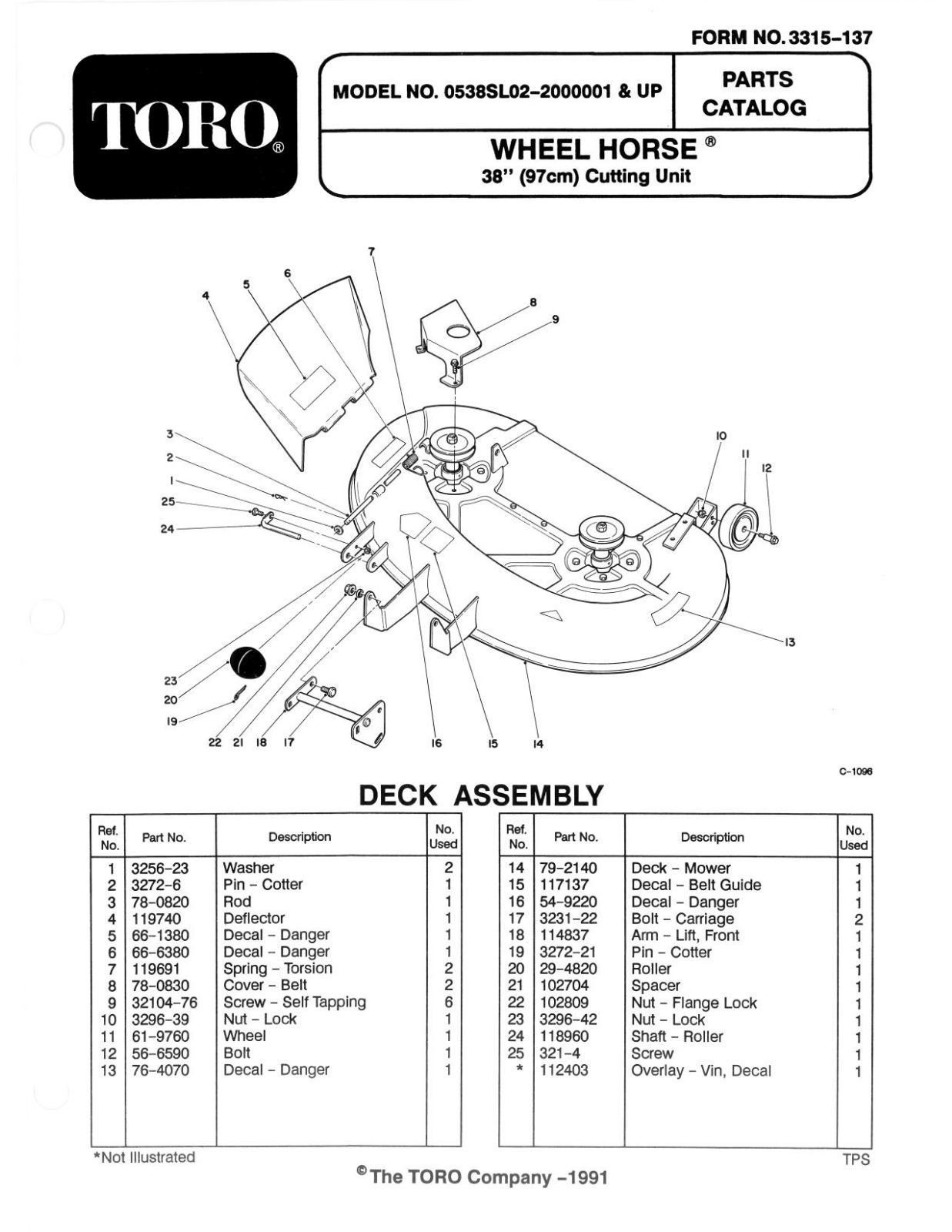 Toro 05-38SL02 Parts Catalogue