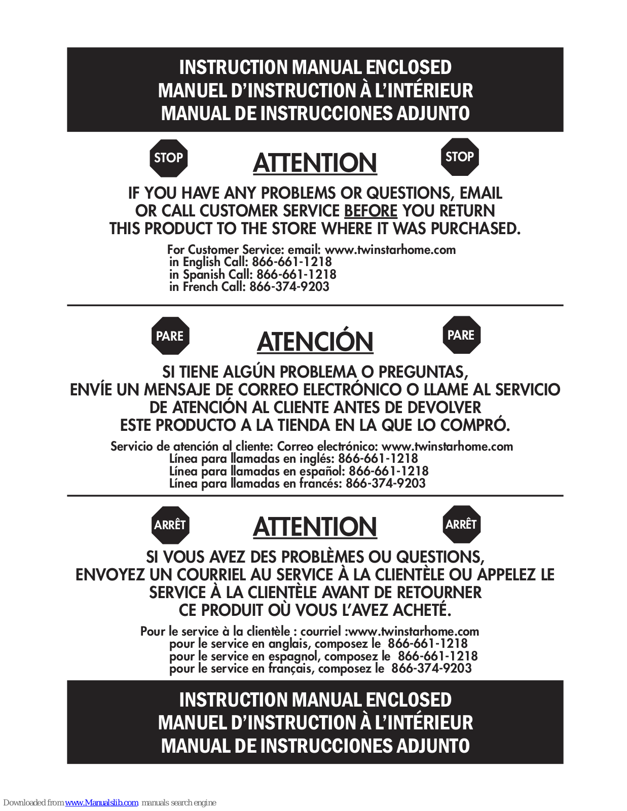 Twin-Star International 23MM0925 Assembly Instructions Manual