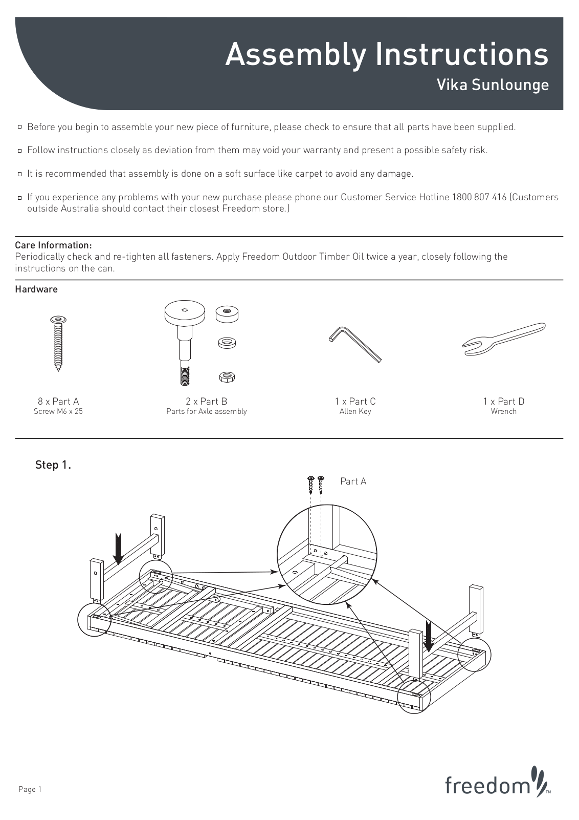 Freedom Vika Sunlounge Assembly Instruction