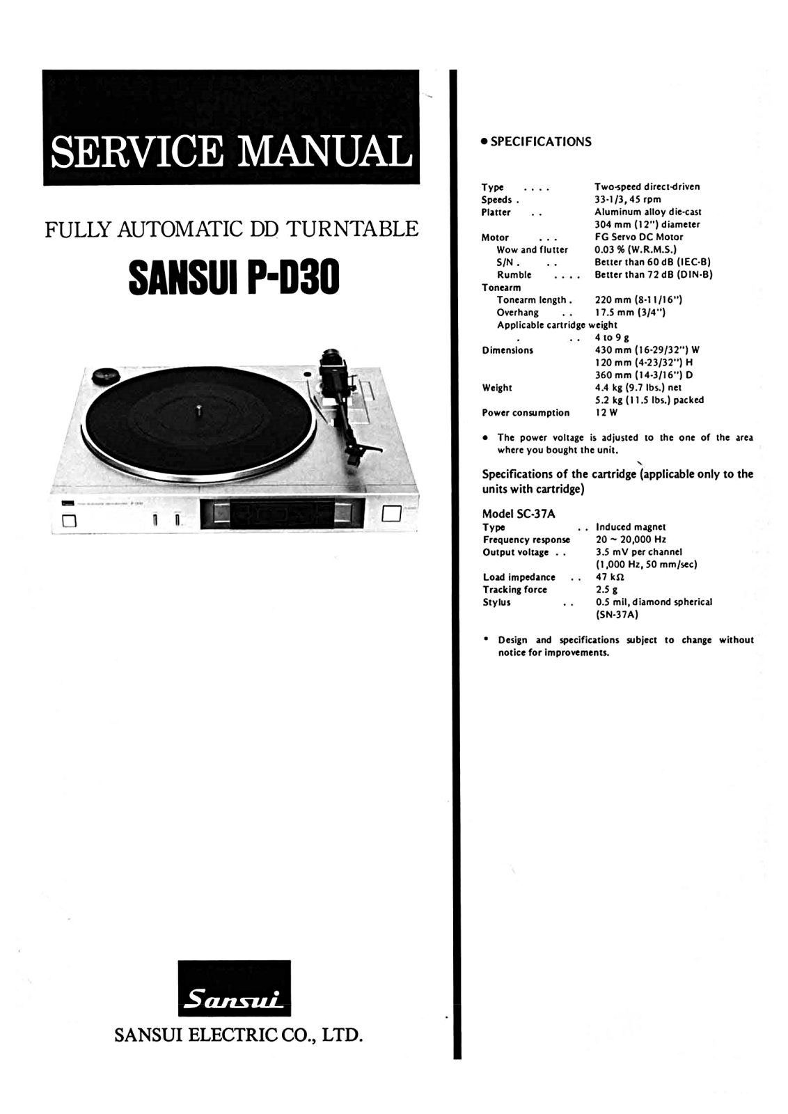 Sansui P-D30 Service Manual