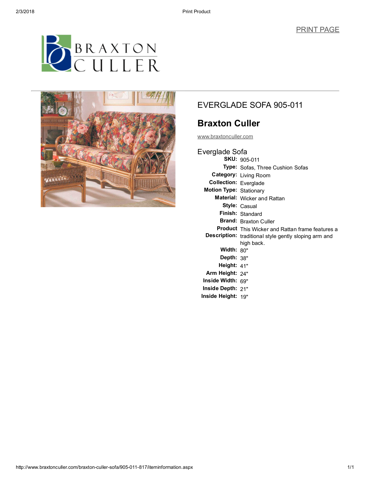 Braxton Culler BXCL1730 Specifications - ManualMachine.com
