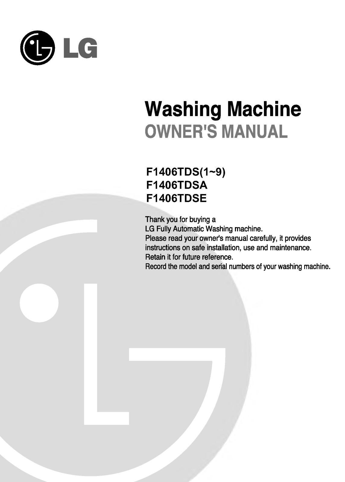 LG F14931FD User Manual