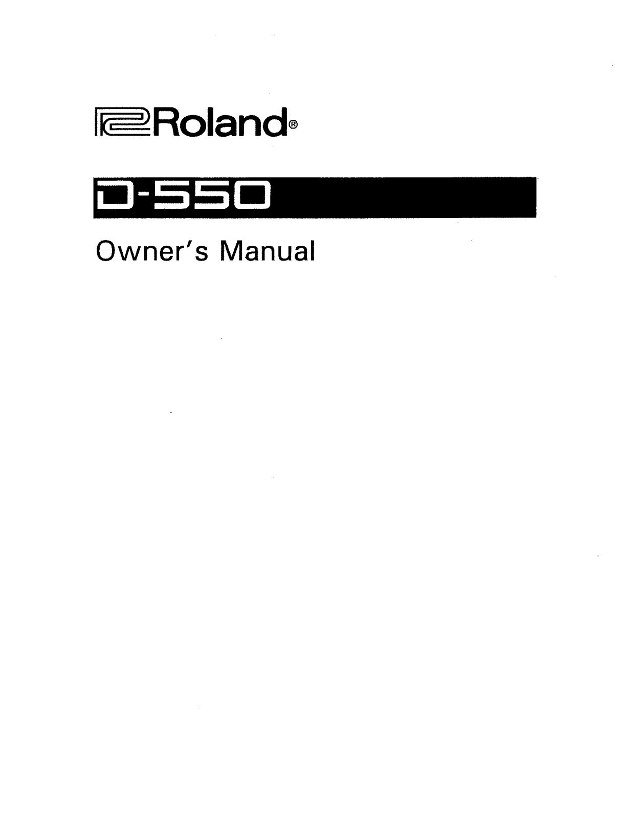 Roland D-550 User Manual