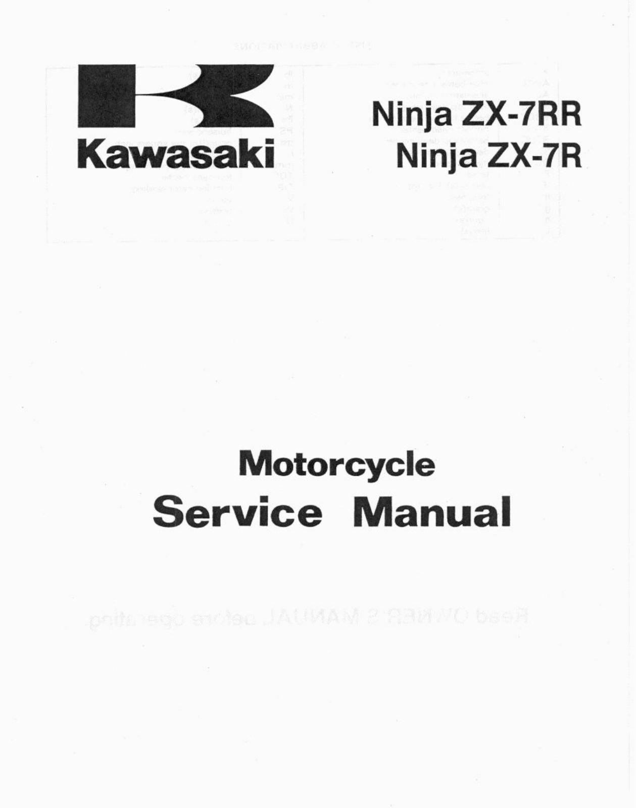 Kawasaki ZX7 R, RR Service Manual