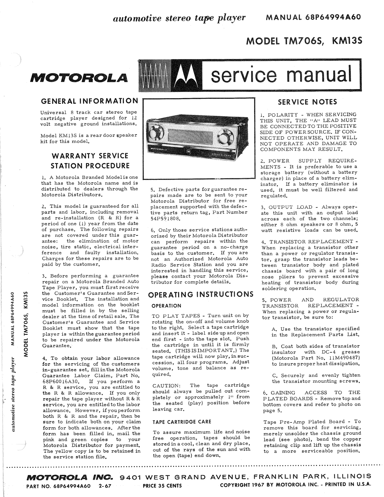 Moth Audio TM-706-S Service manual