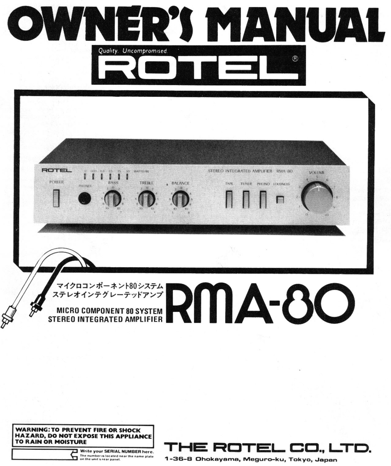 Rotel RMA-80 Owners manual