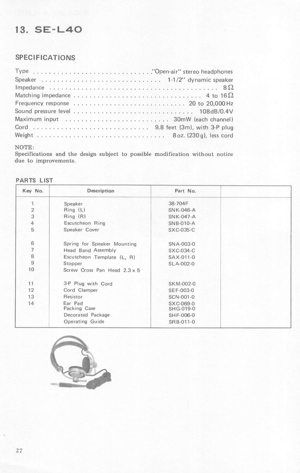 Pioneer SE-L40 Service Manual