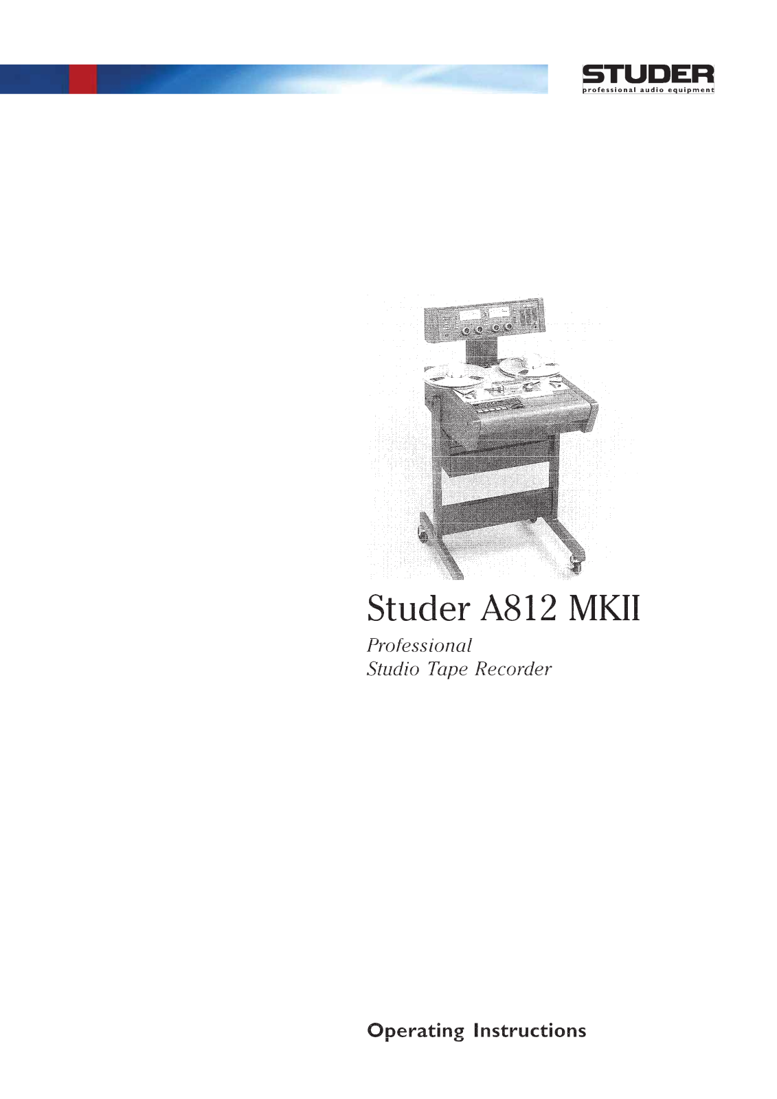 Studer A-812-Mk2 Owners Manual