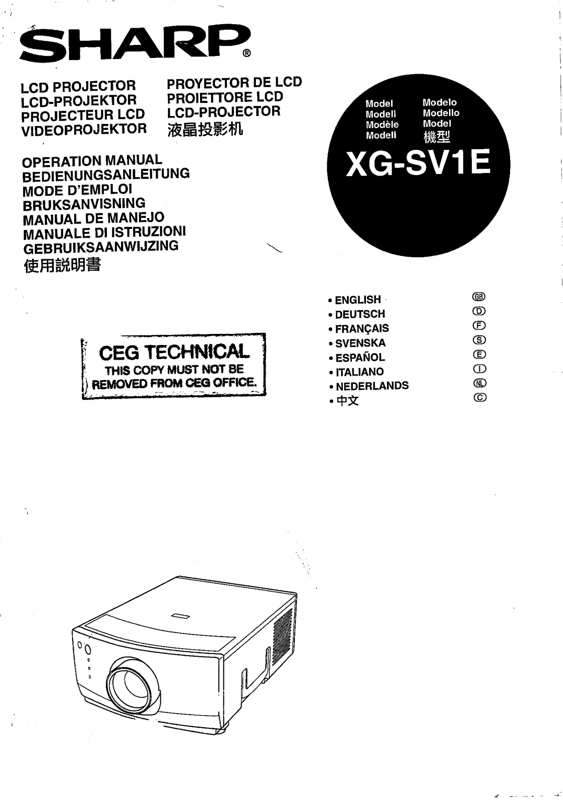 Sharp XG-SV1E Operating Manual