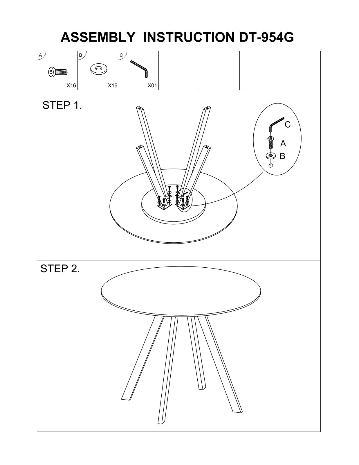 Stool Group DT-954G ASSEMBLY INSTRUCTIONS