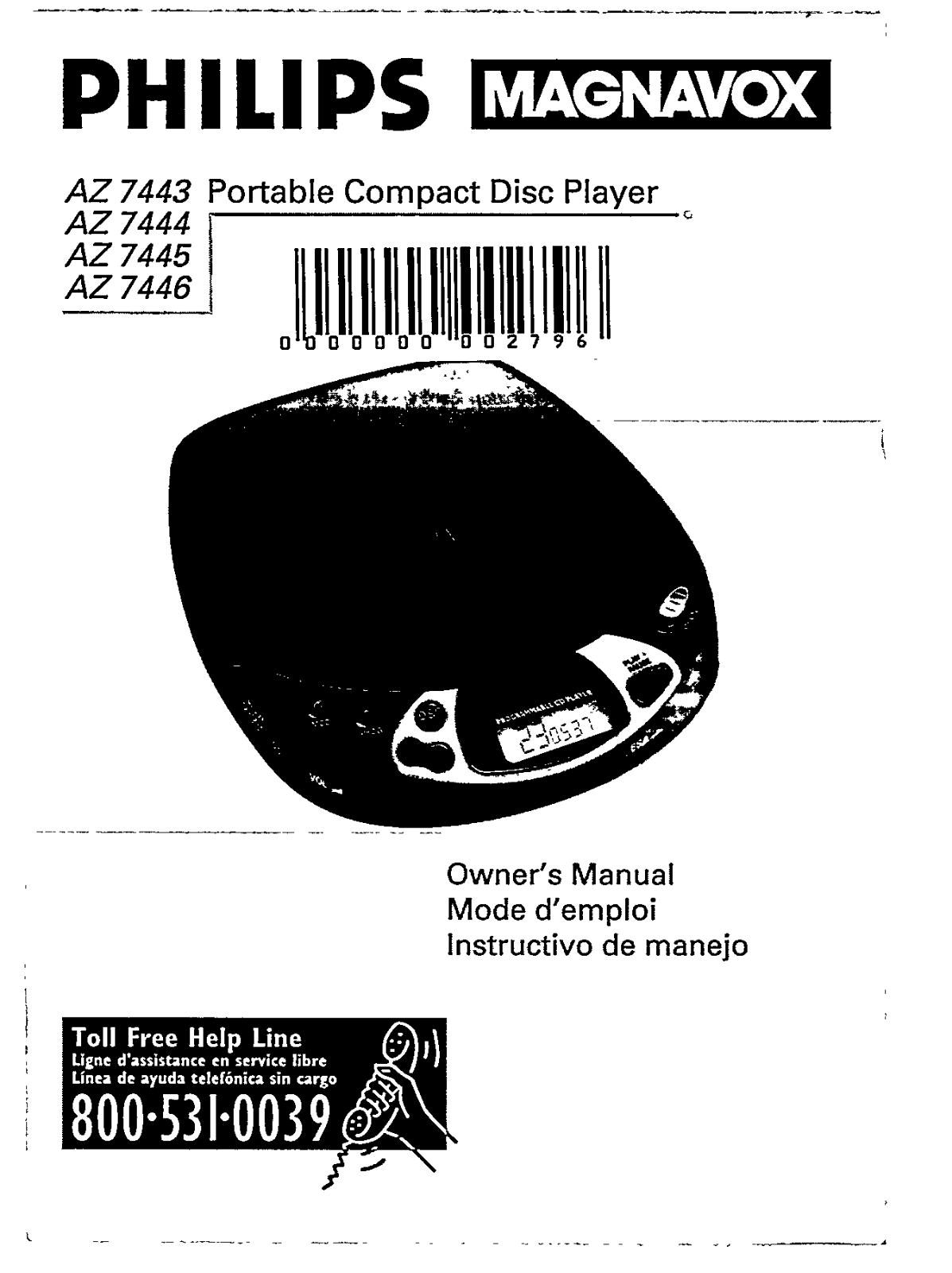 Philips AZ 7443, AZ 7444, AZ 7445, AZ 7446 User Manual