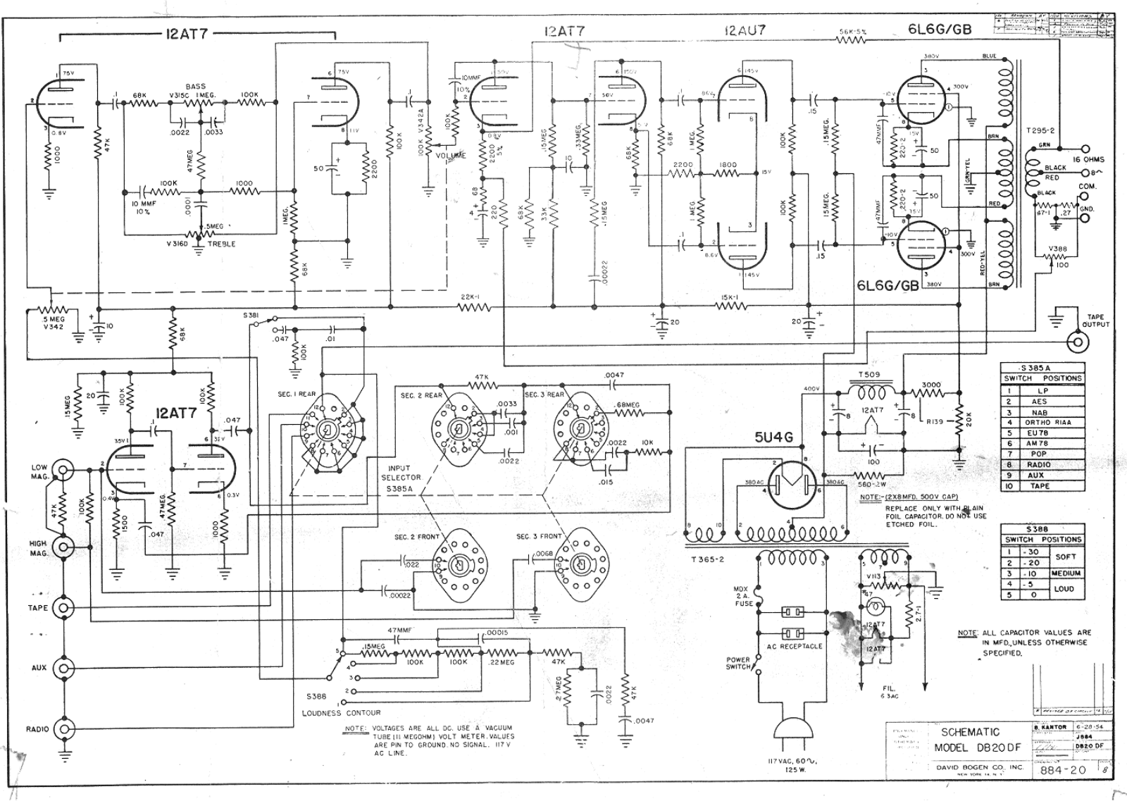 Bogen DB-20DF Schematic