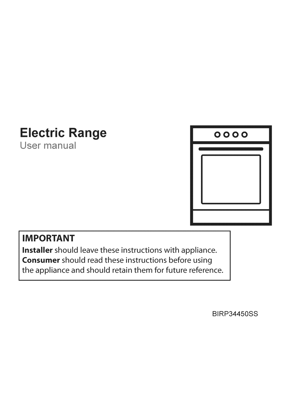 Blomberg BIRP34450SS User Manual