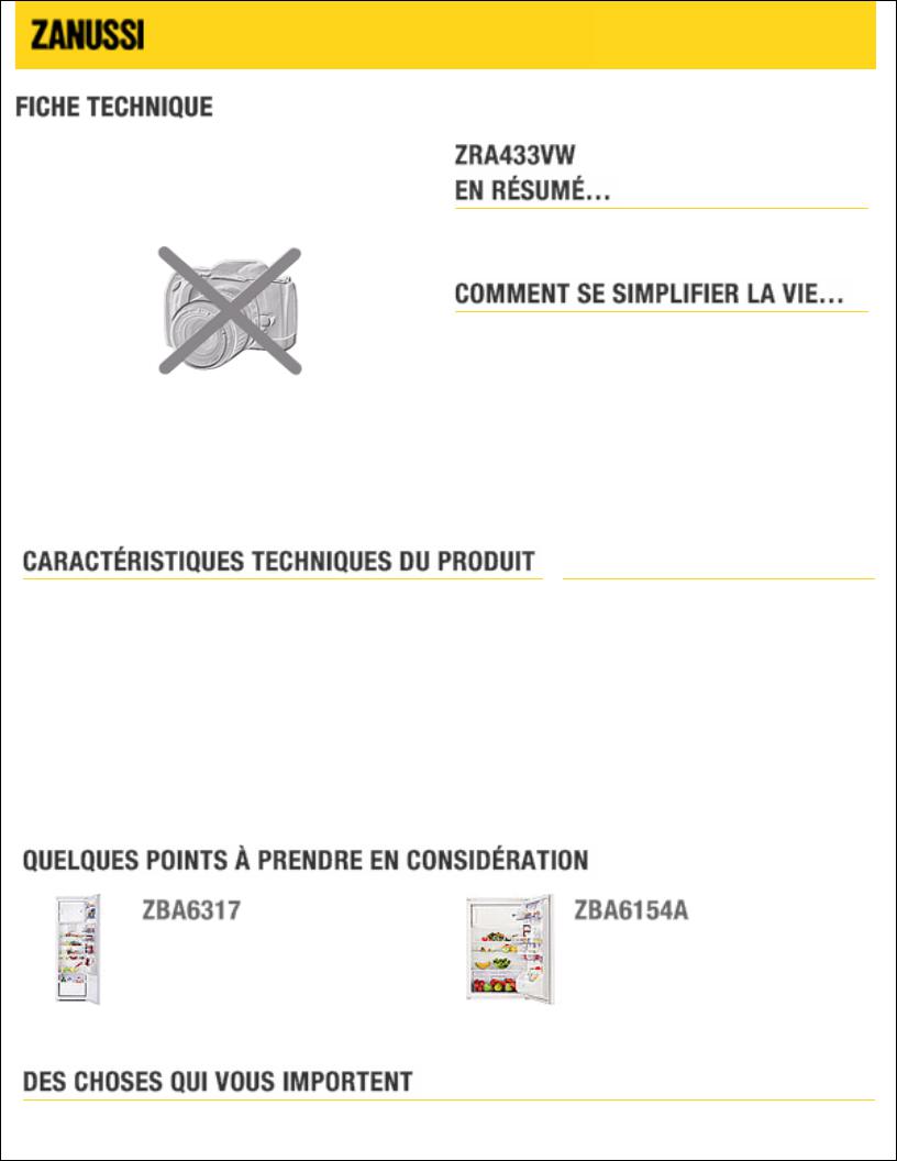 ZANUSSI ZRA433VW User Manual