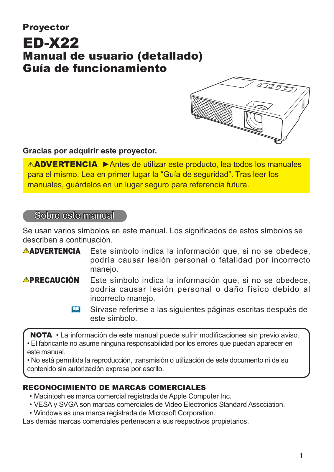 Hitachi ED-X22EF User Manual