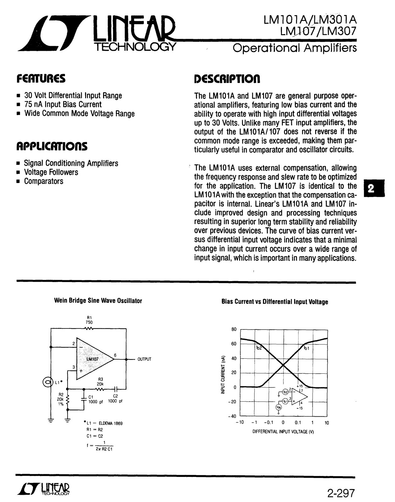 Linear Technology LM107, LM101A Datasheet