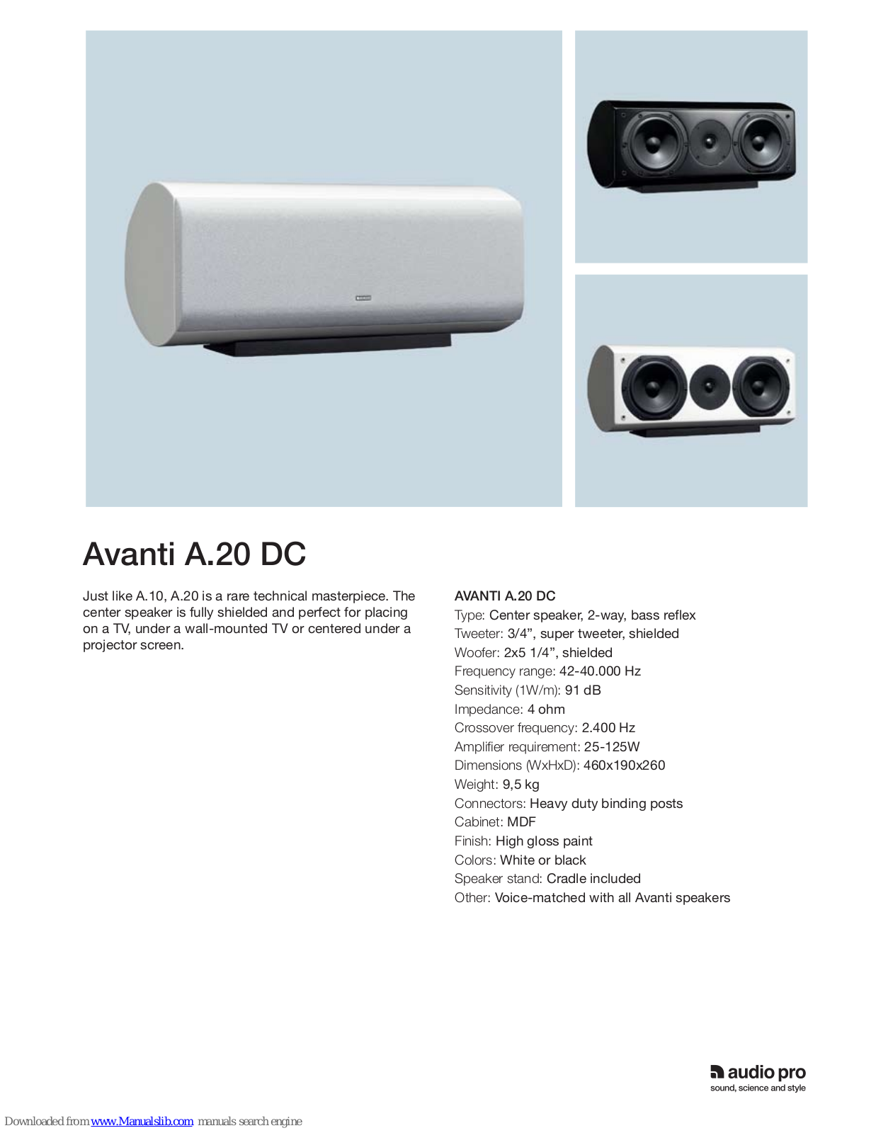 Audio Pro Avanti A.20 DC Specifications