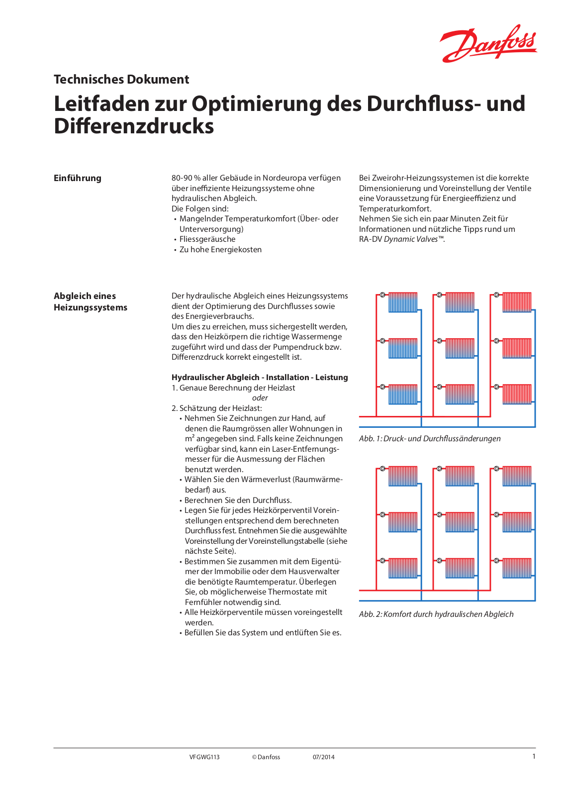 Danfoss Leitfaden zur Optimierung des Durchfluss- und Differenzdrucks Fact sheet