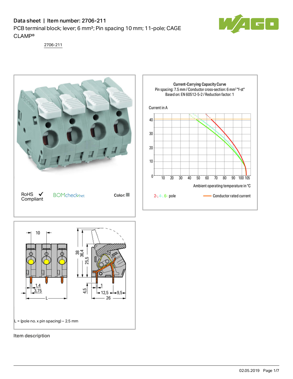 Wago 2706-211 Data Sheet