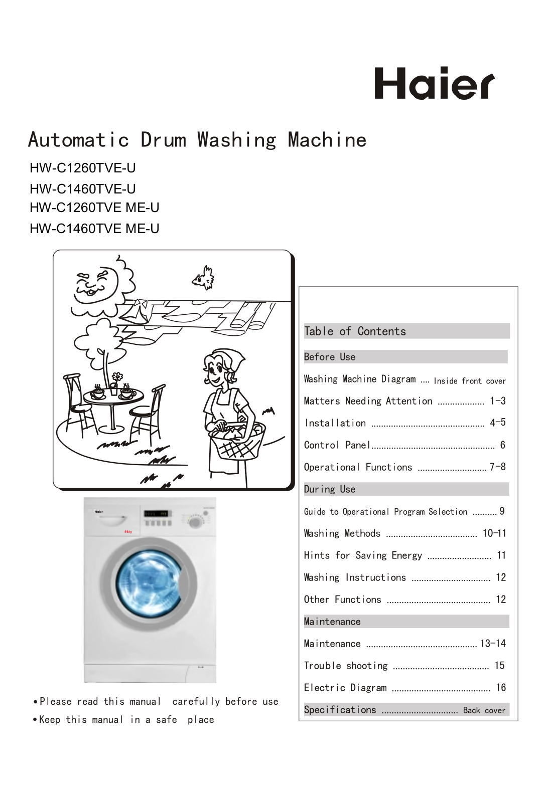 HAIER HW-D1460TVEME-F User Manual