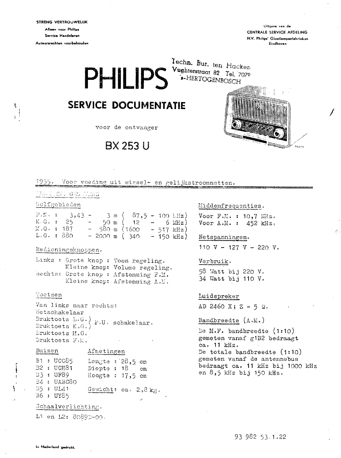 Philips BX-253-U Service Manual