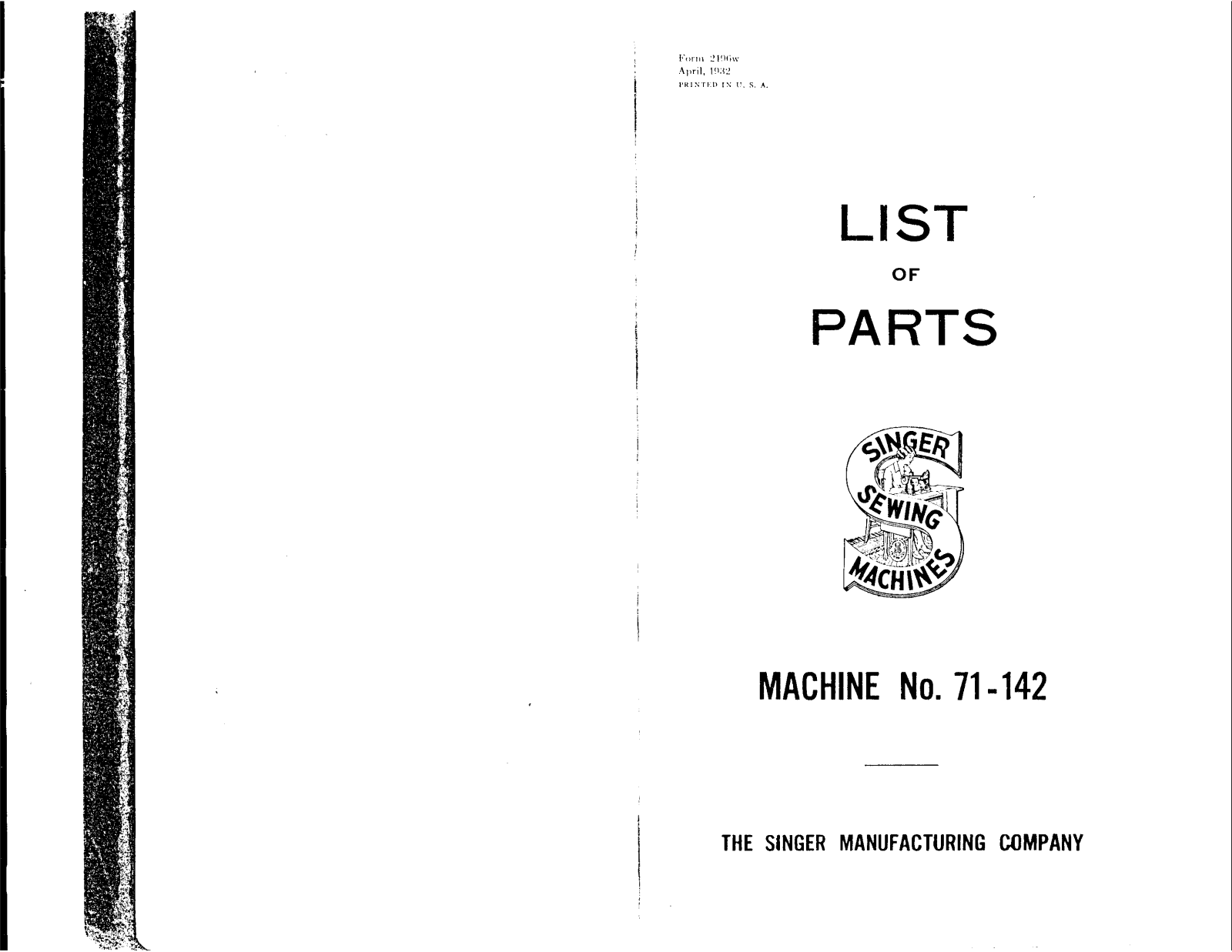 Singer 71-142 User Manual