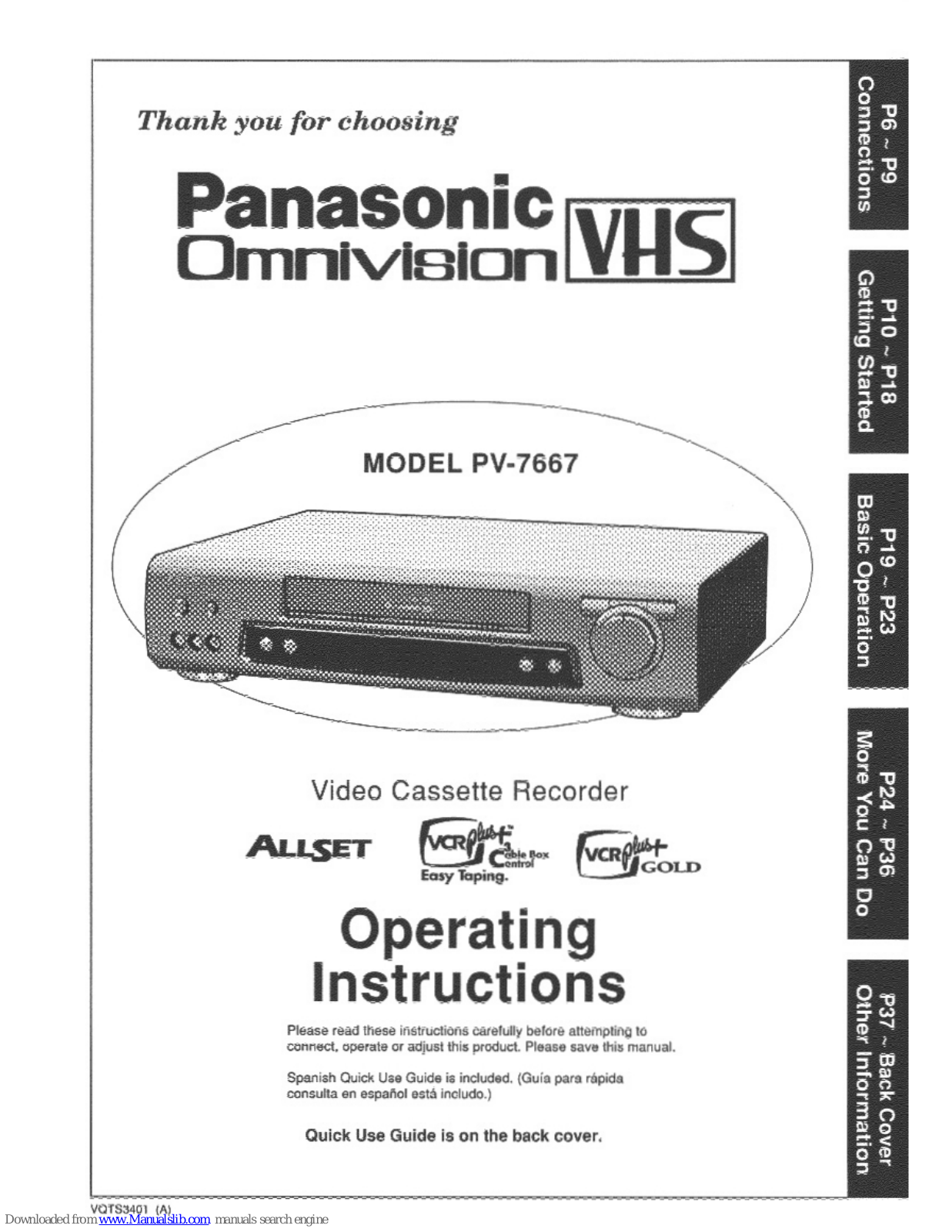 Panasonic Omnivision PV-7667 Operating Instructions Manual