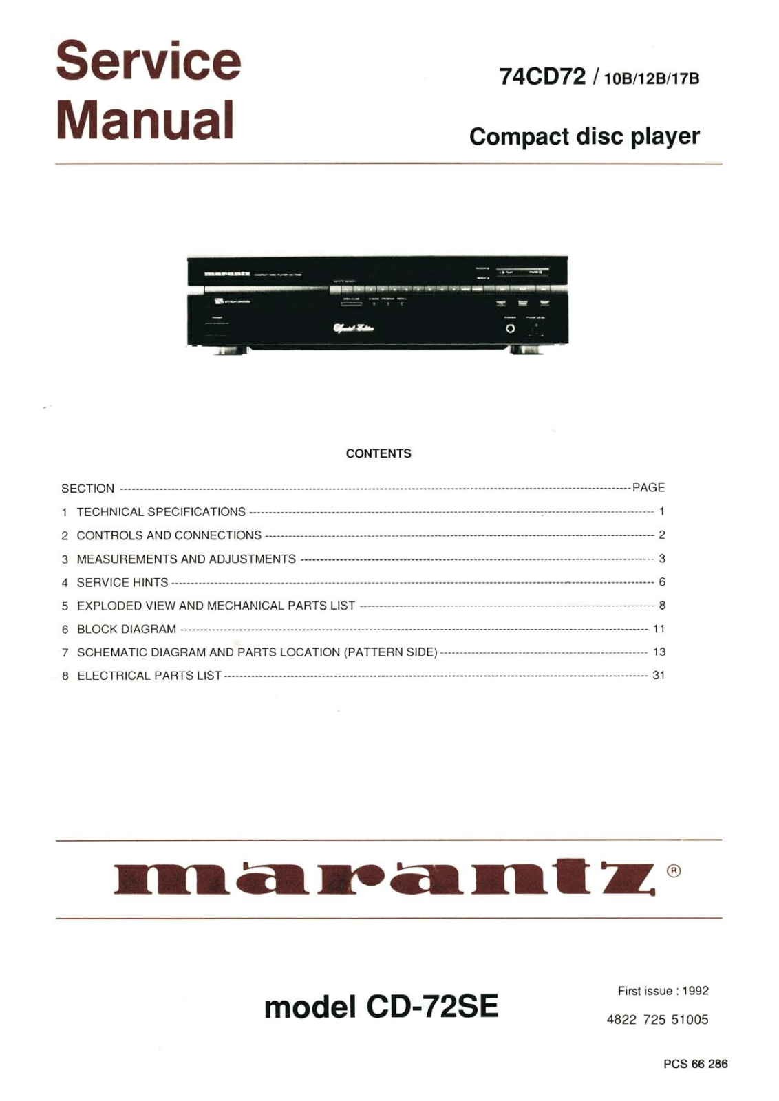 Marantz CD-72 Service Manual