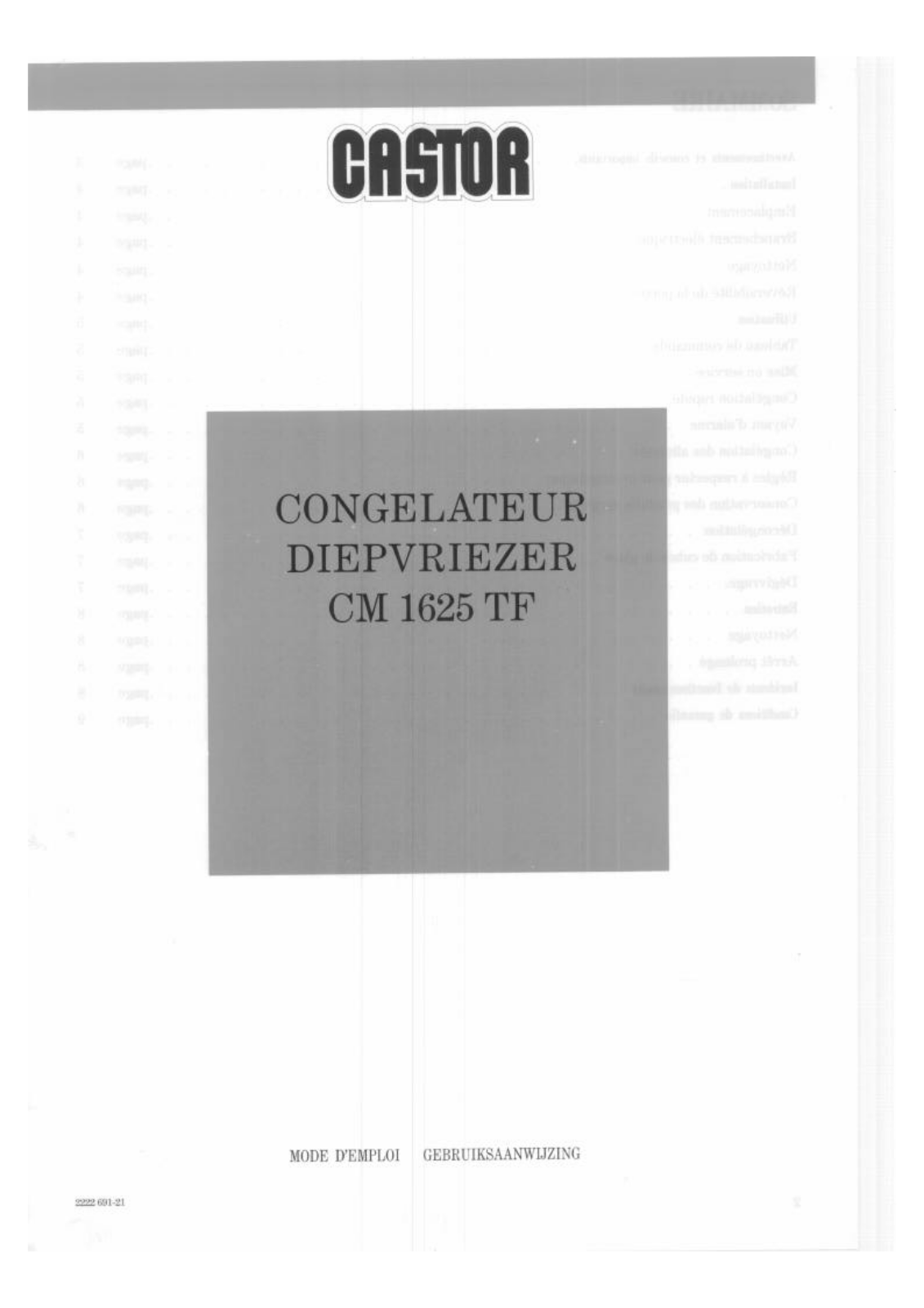 Castor CM1625TF User Manual