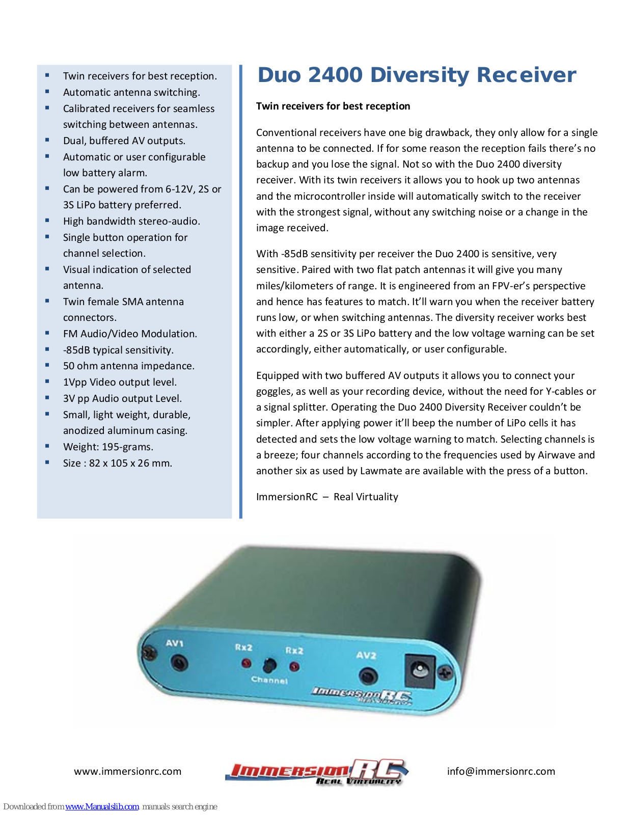 ImmersionRC Duo 2400 User Manual