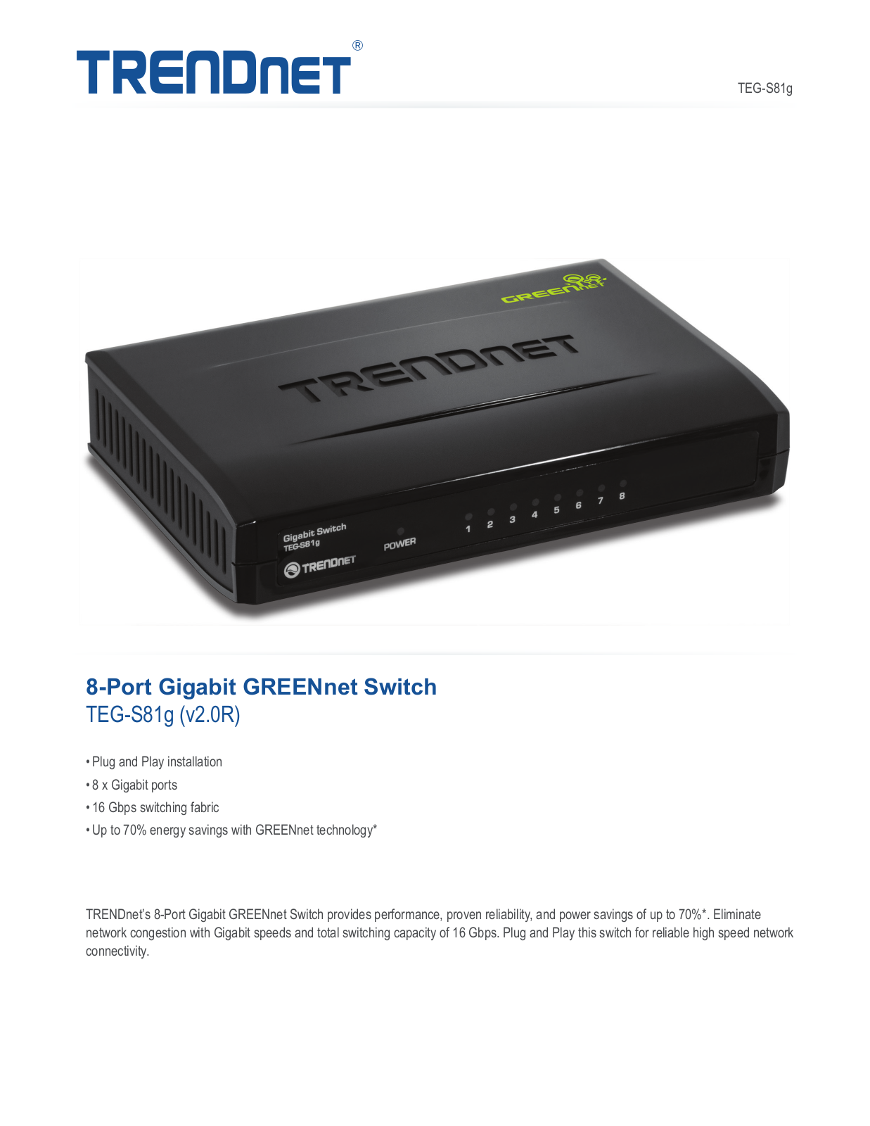 TRENDnet TEG-S81g User Manual