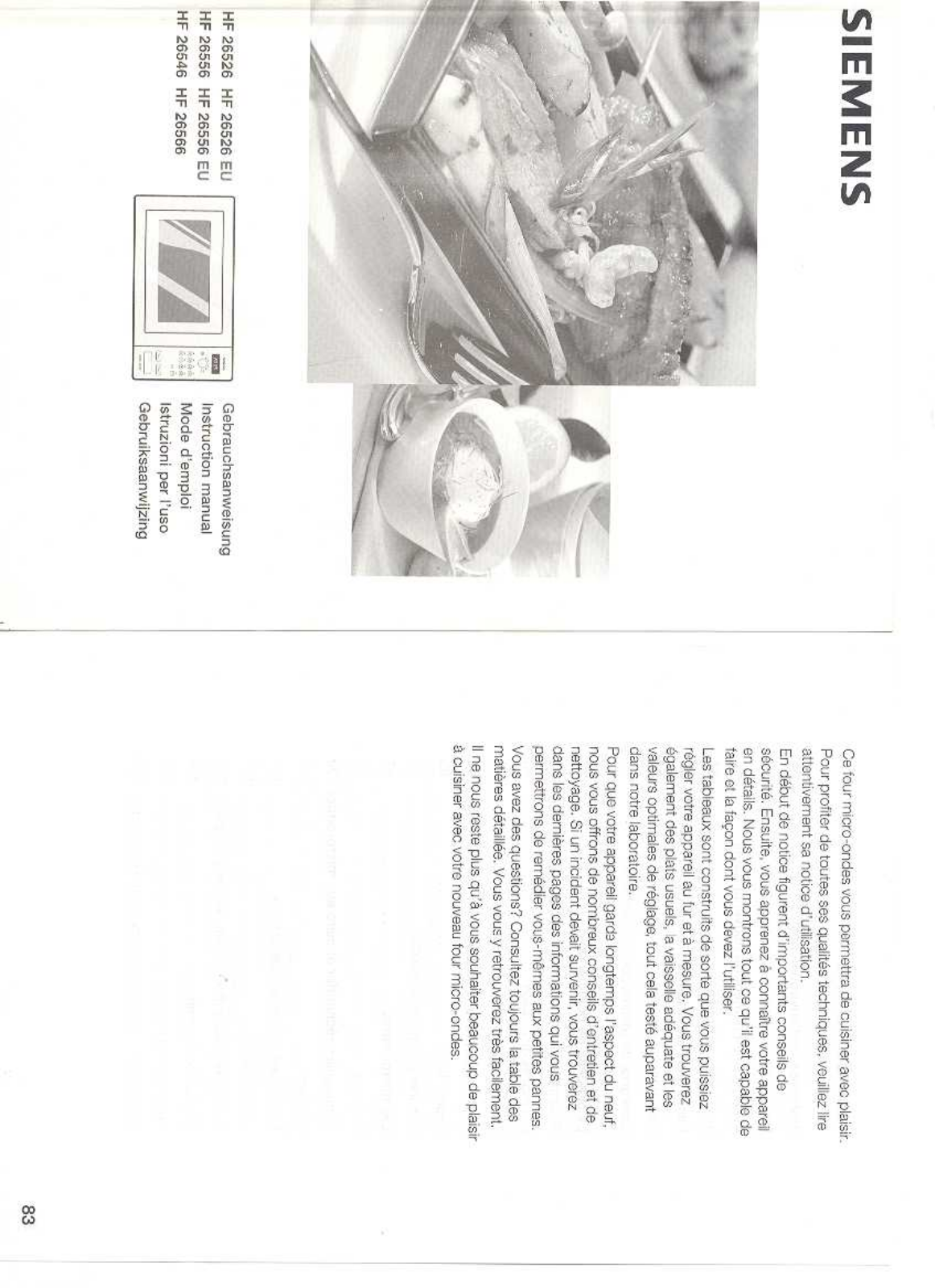 SIEMENS HF 26526 EU, HF 26566 User Manual
