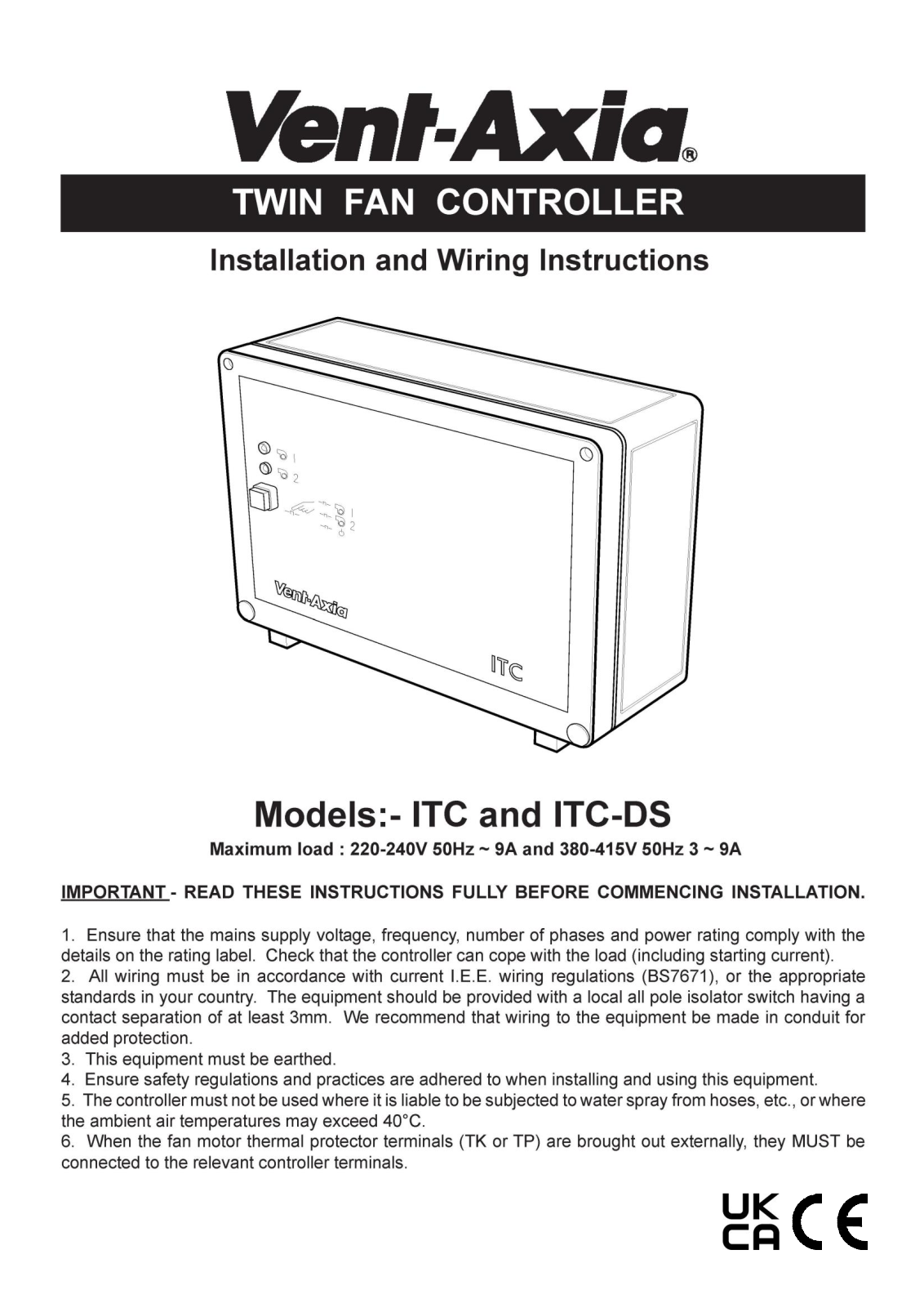Vent-Axia ITC, ITC-DS Installation Instructions - ManualMachine.com