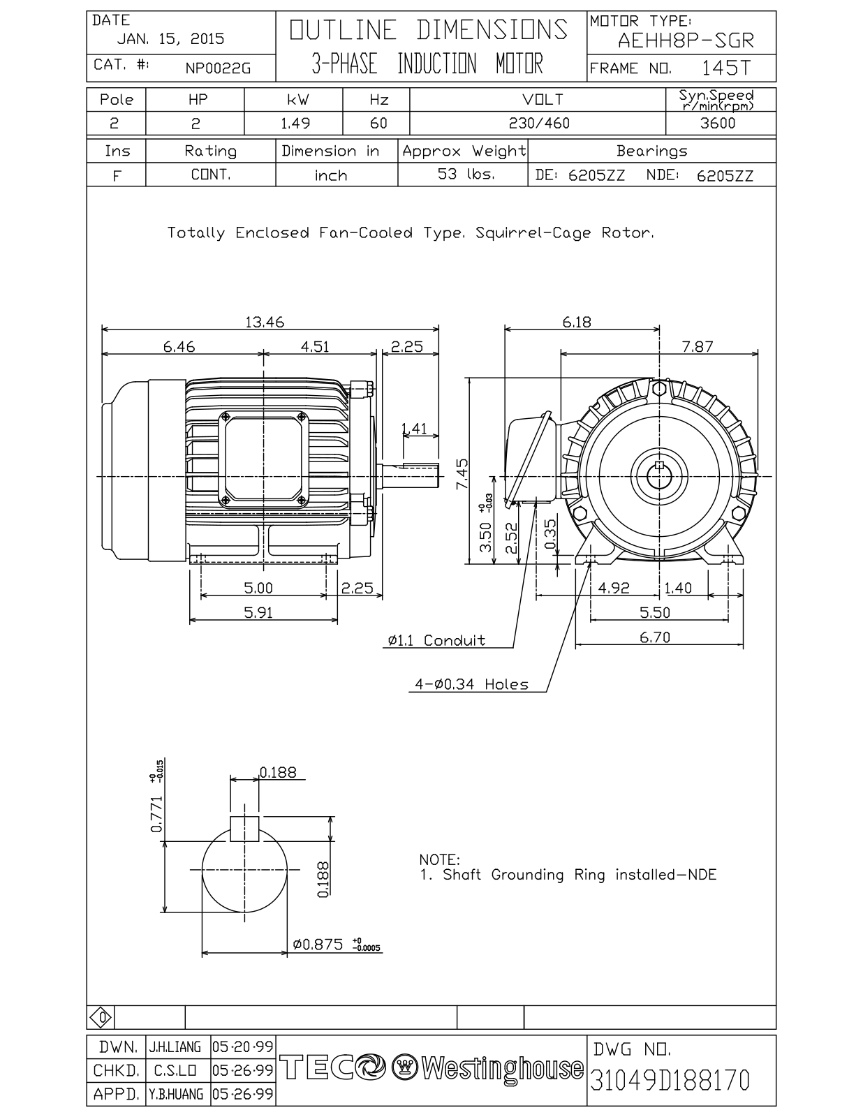 Teco NP0022G Reference Drawing