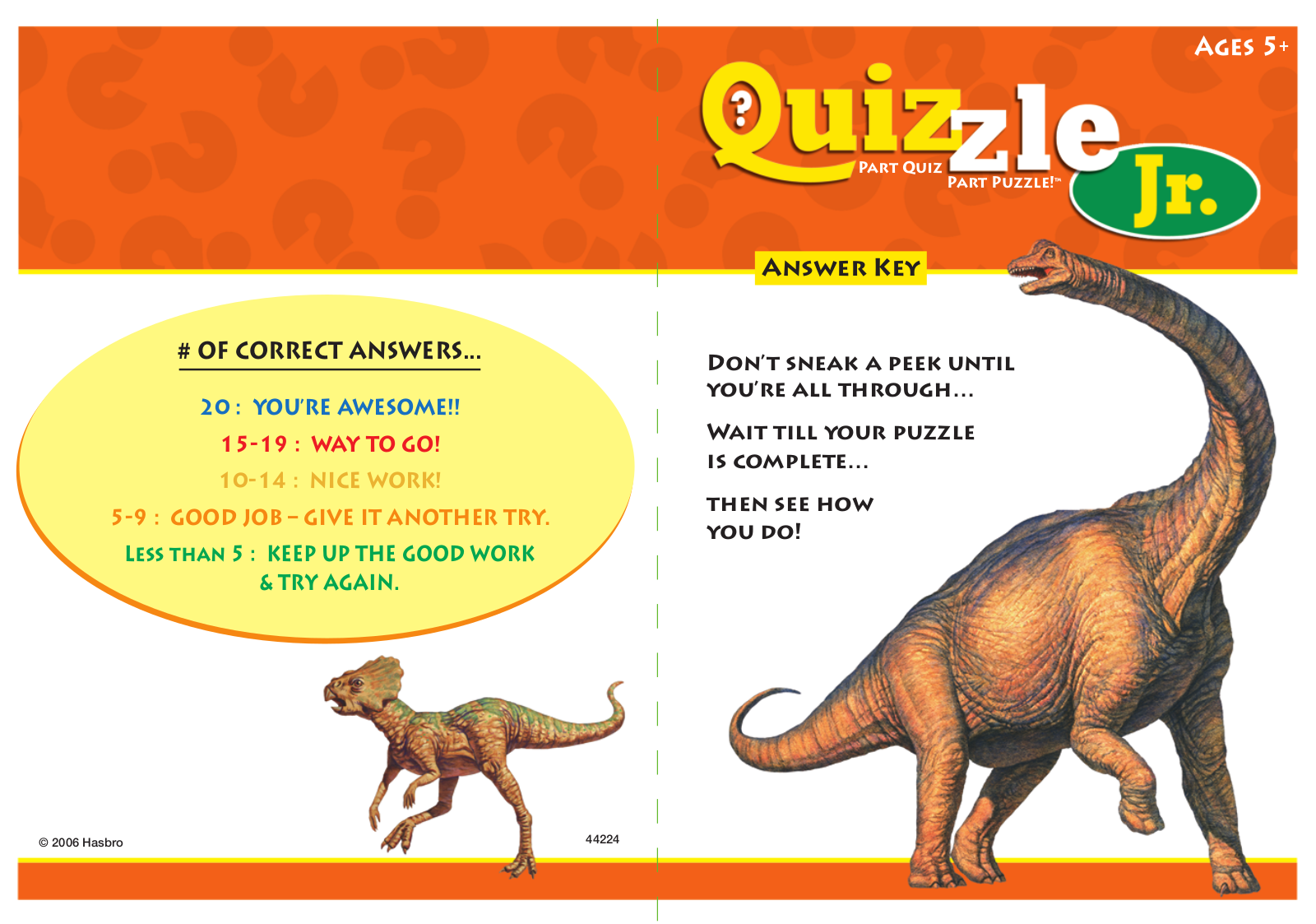 HASBRO ASF Quizzle Dino 44224 User Manual