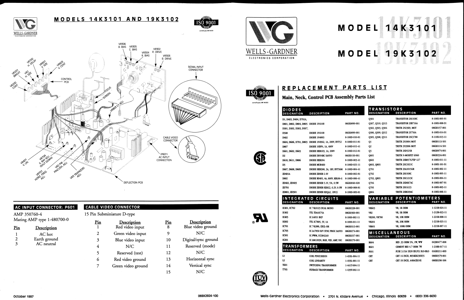 Wells-Gardner 14k3101, 19k3102 User Guide