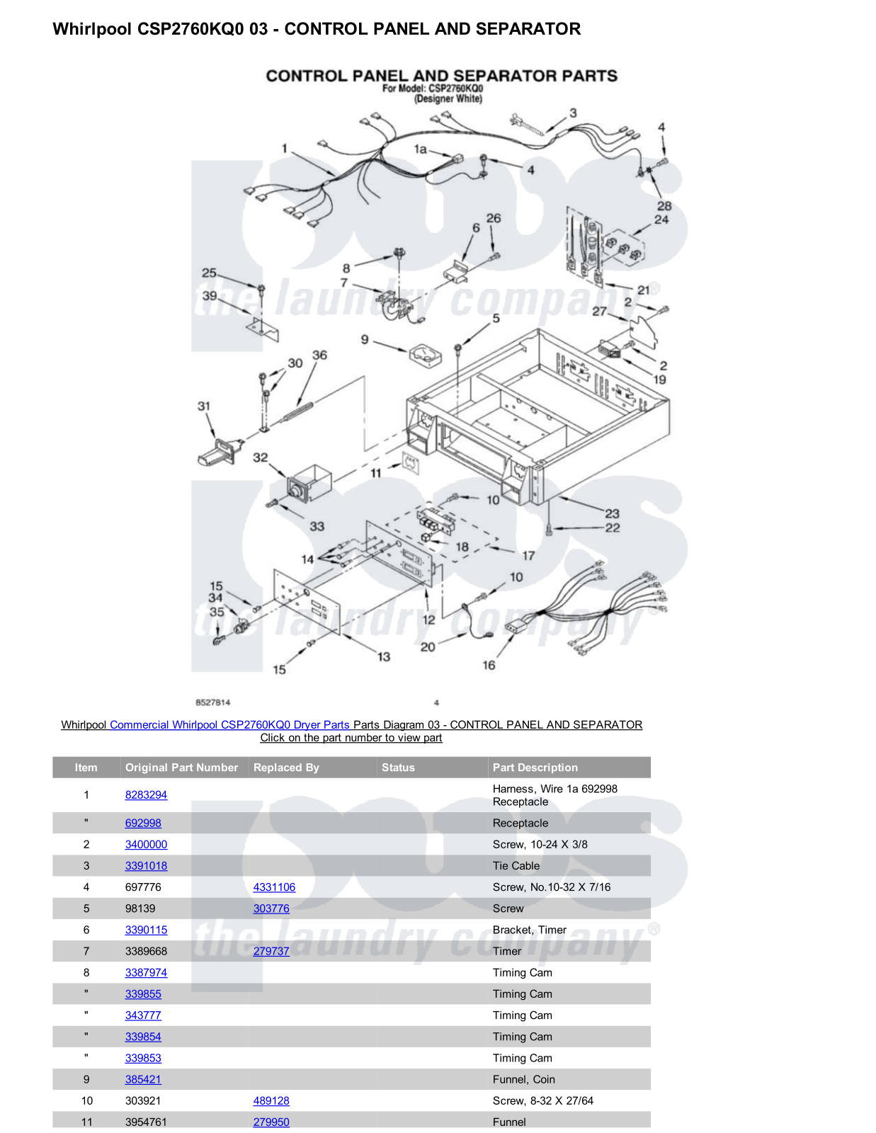 Whirlpool CSP2760KQ0 Parts Diagram